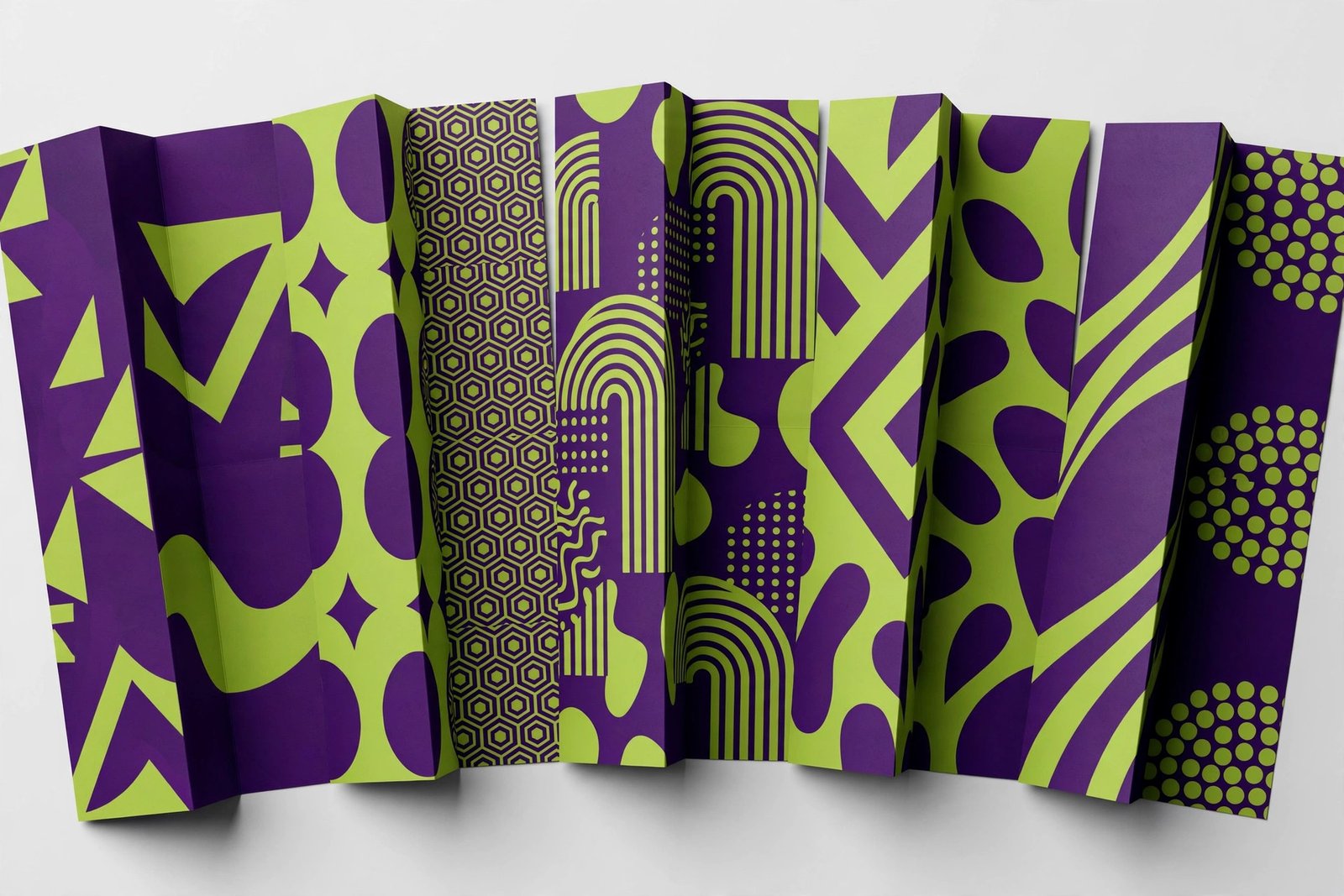 Creative tri-fold brochure mockup with modern layout and product photos