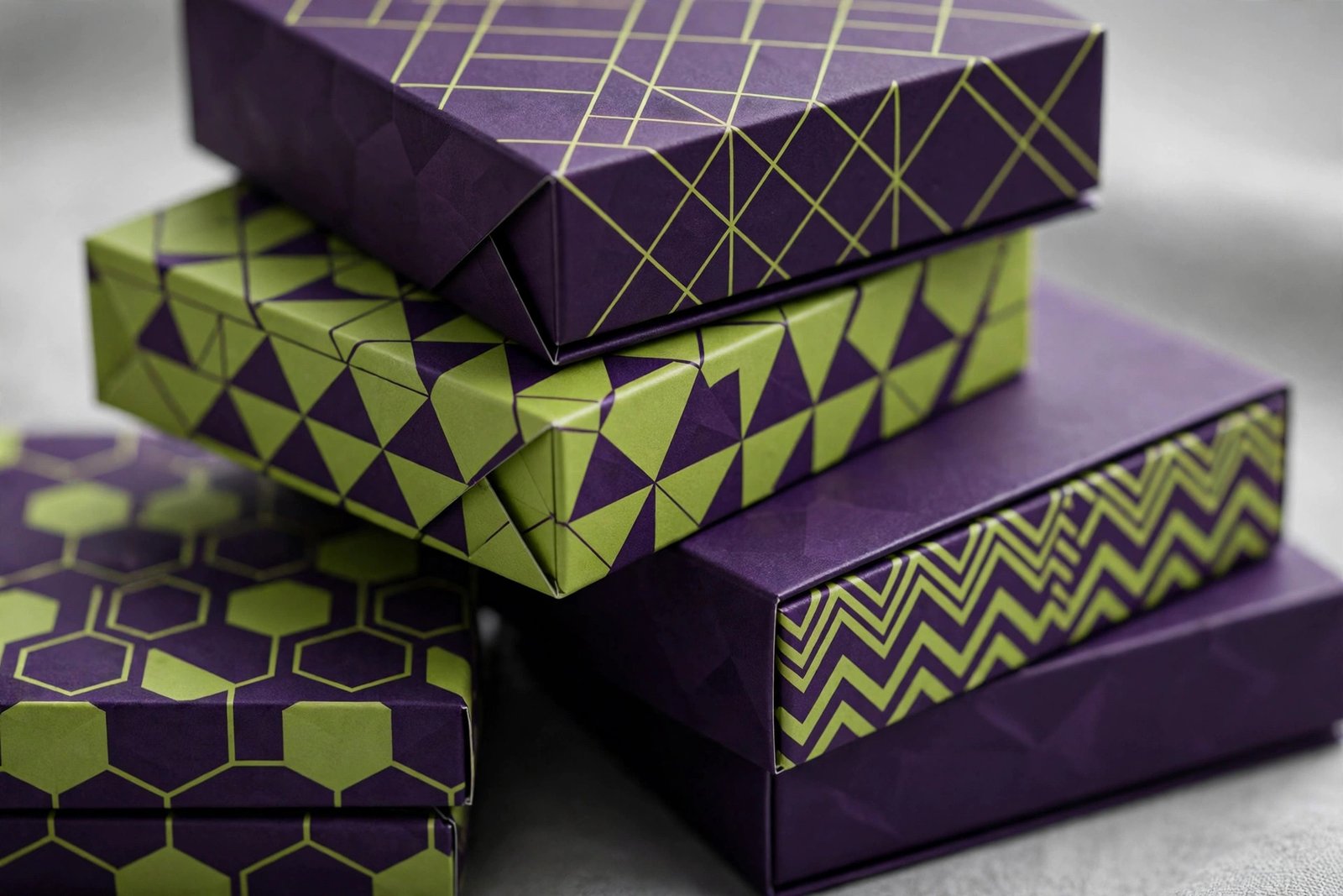Premium product boxes and packaging designs displayed on a shelf