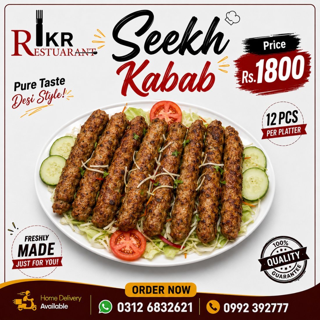 IKR Restaurant (Inam Khan Restaurant) seekh kabab social media post — designed by Advert Solutions